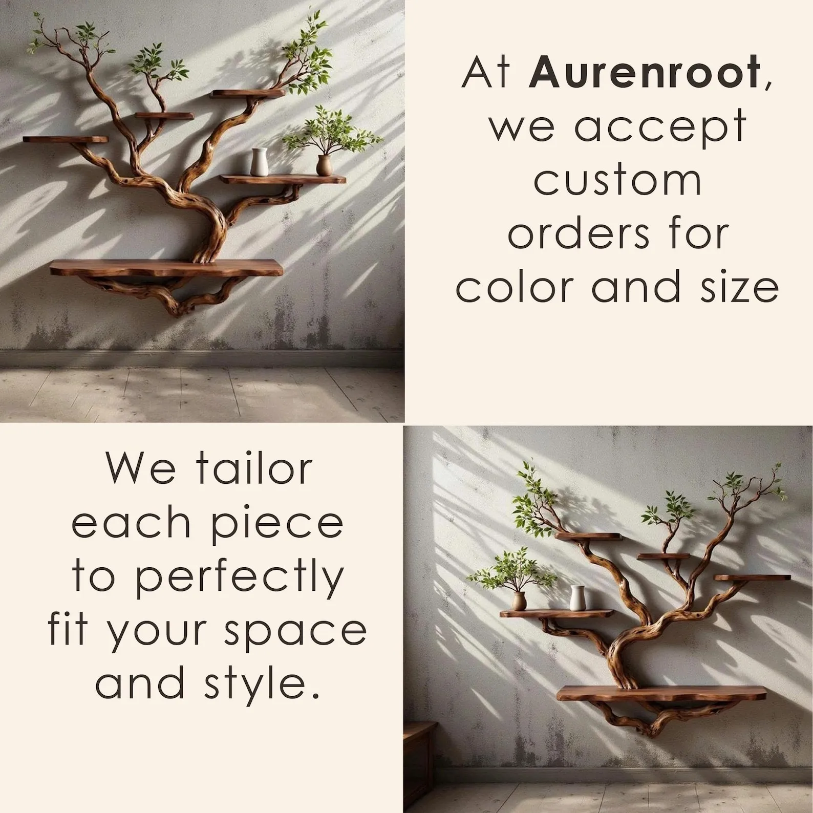 Live Edge Driftwood Branch Floating Bookcase Wall Shelf For Housewarming Gifts - Image 2