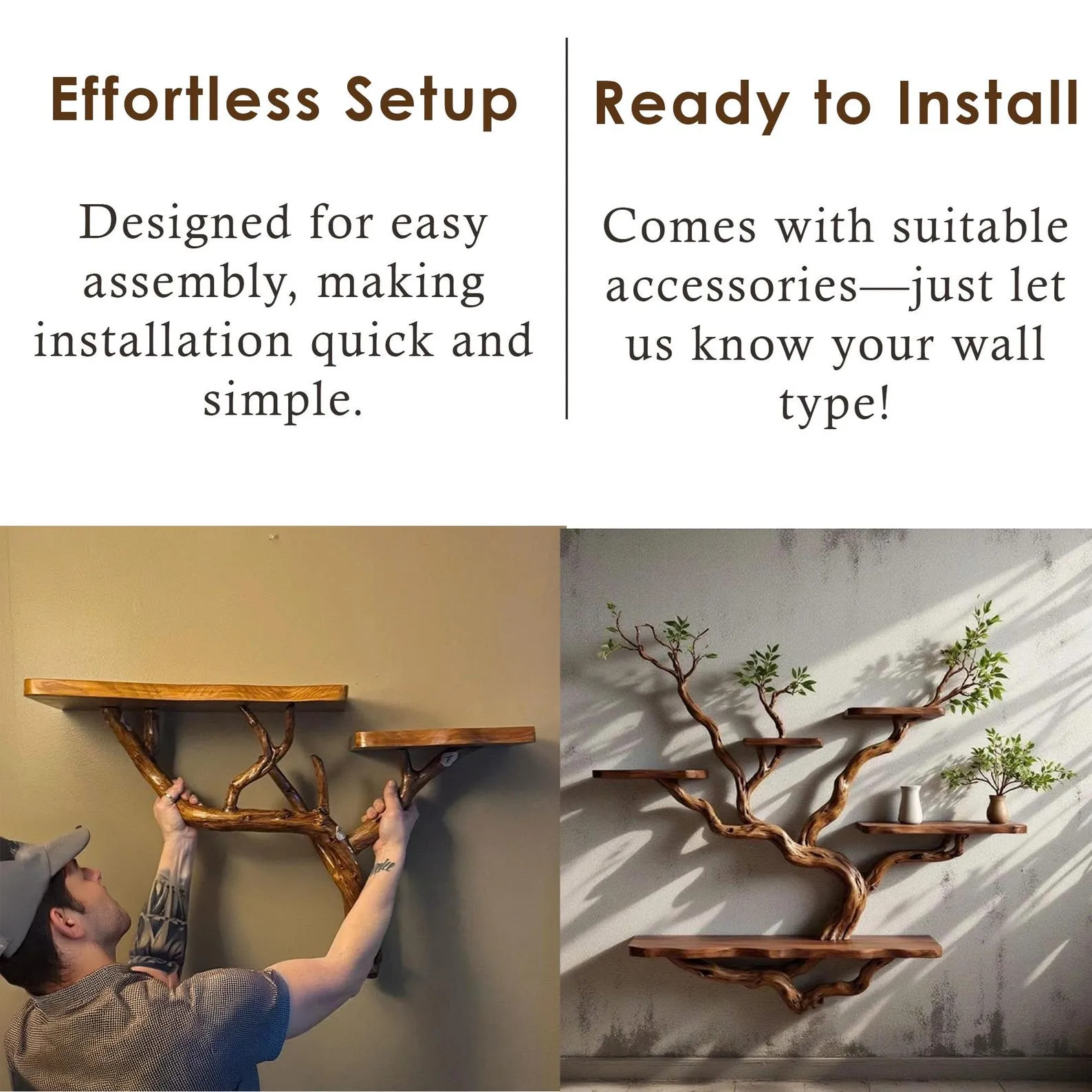 Live Edge Driftwood Branch Floating Bookcase Wall Shelf For Housewarming Gifts - Image 4