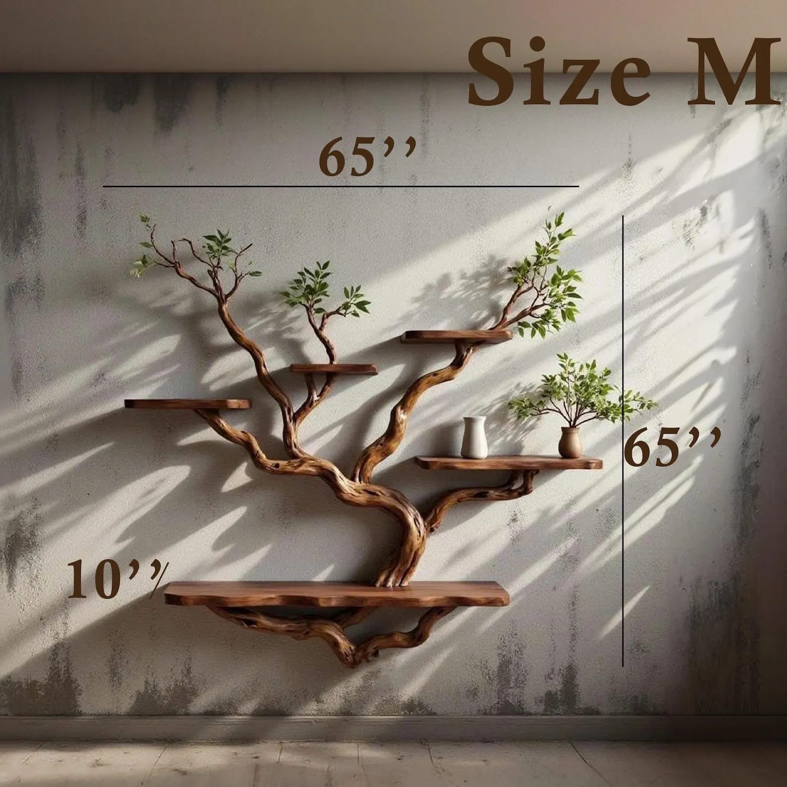 Live Edge Driftwood Branch Floating Bookcase Wall Shelf For Housewarming Gifts - Image 8