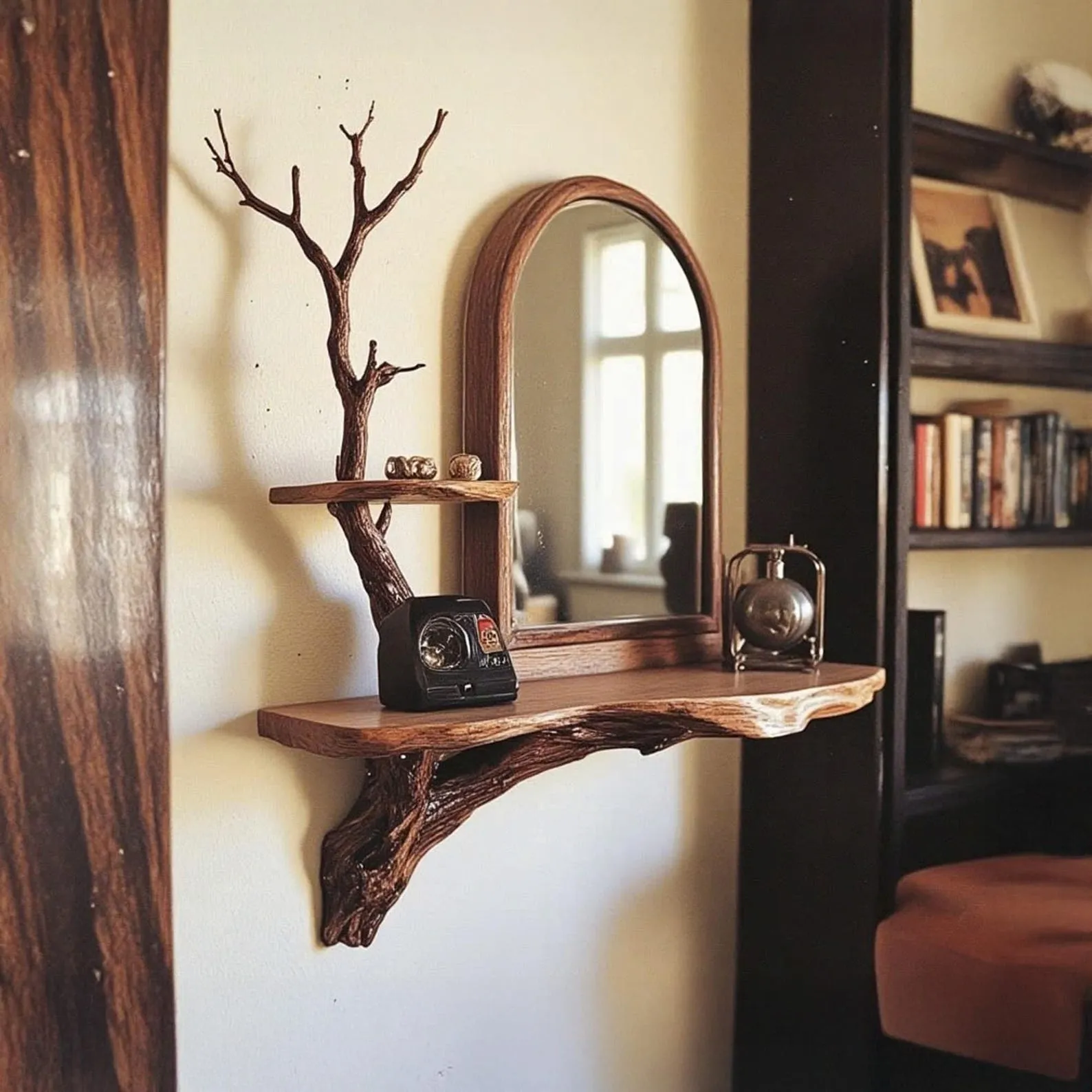 Driftwood Branch Jewelry Tree Wall Shelf And Bookshelf Organizer - Image 2