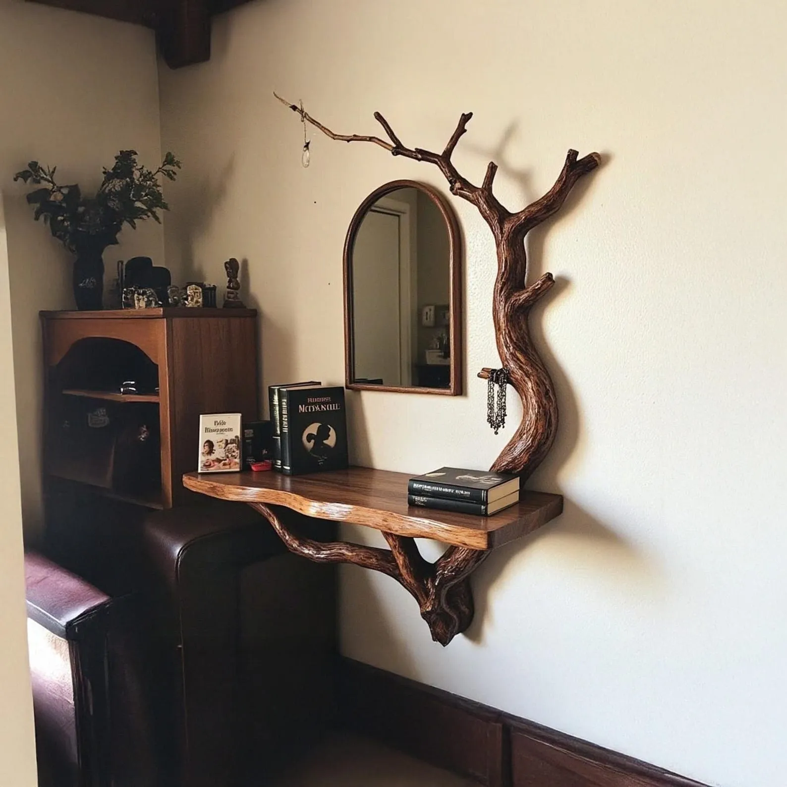 Driftwood Branch Jewelry Tree Wall Shelf And Bookshelf Organizer - Image 4