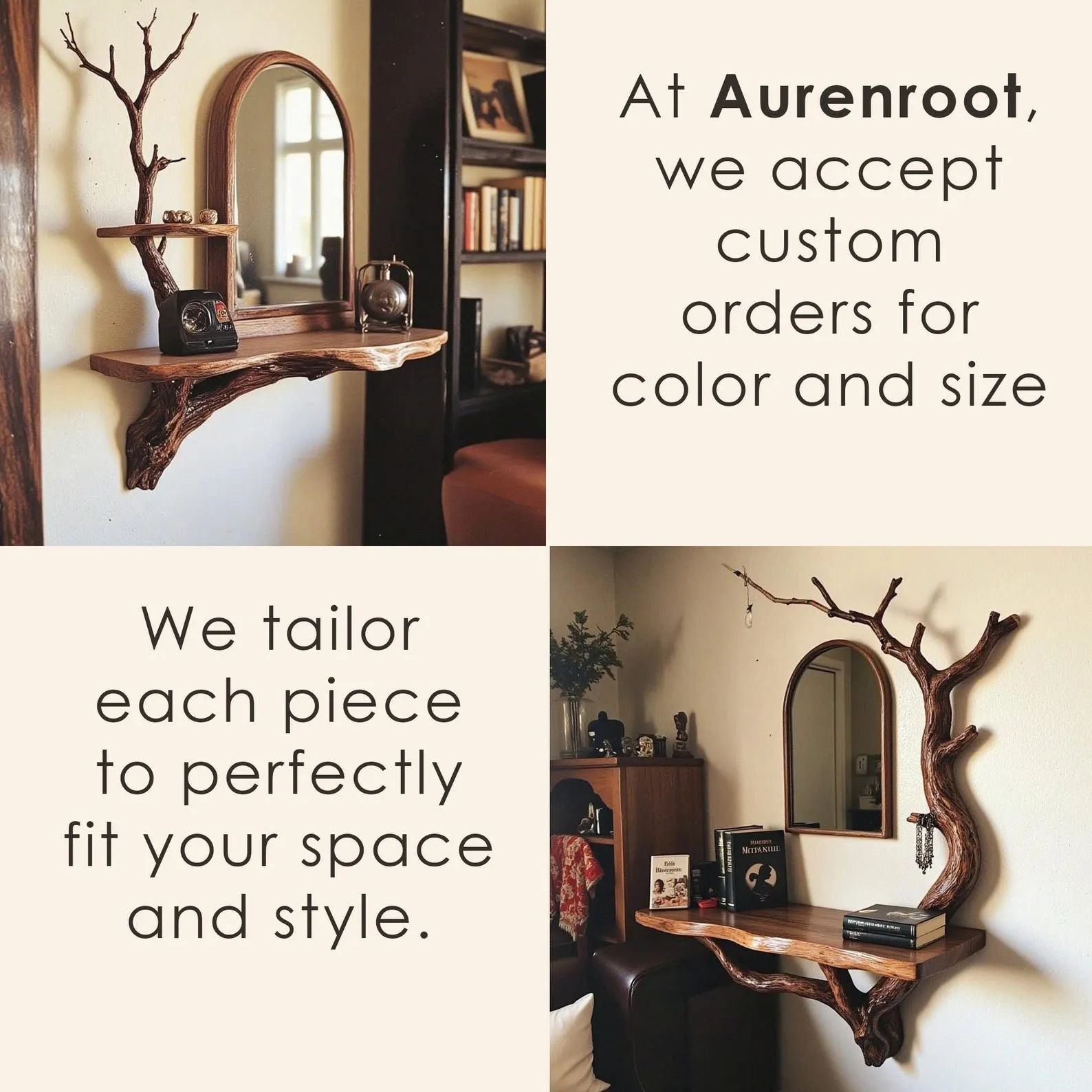 Driftwood Branch Jewelry Tree Wall Shelf And Bookshelf Organizer - Image 5