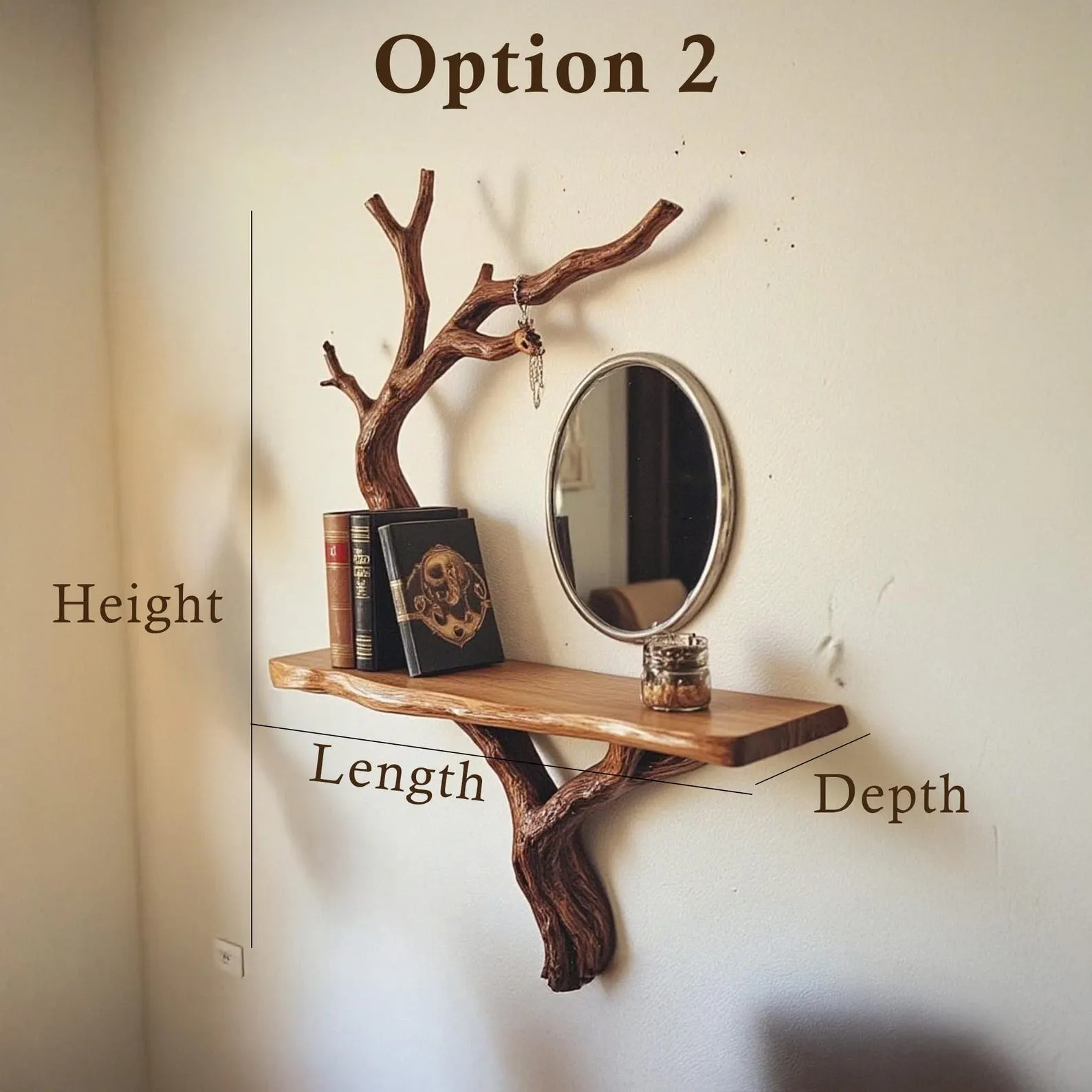 Driftwood Branch Jewelry Tree Wall Shelf And Bookshelf Organizer - Image 6