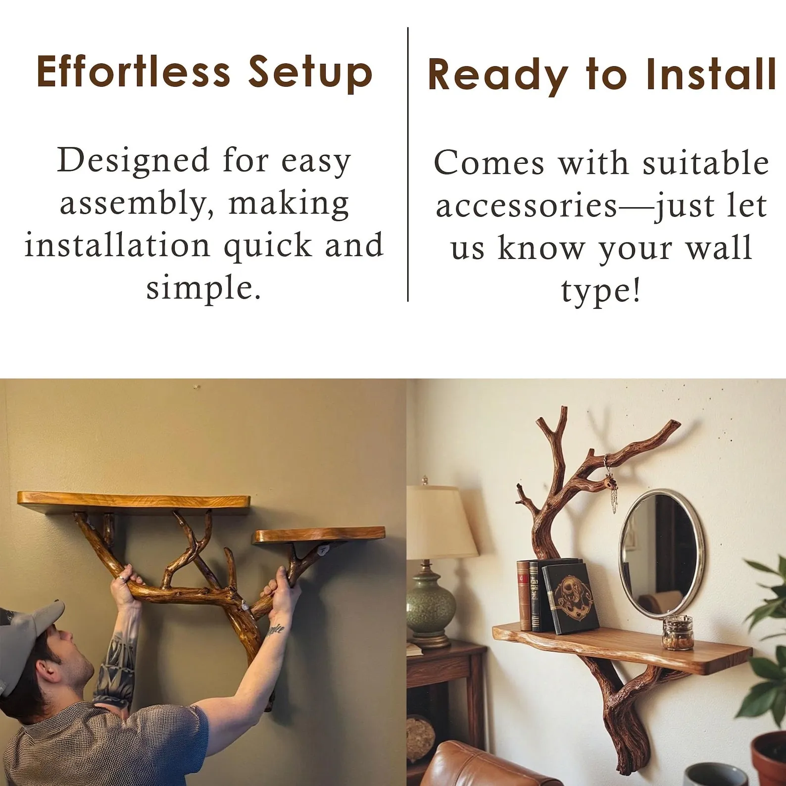 Driftwood Branch Jewelry Tree Wall Shelf And Bookshelf Organizer - Image 7