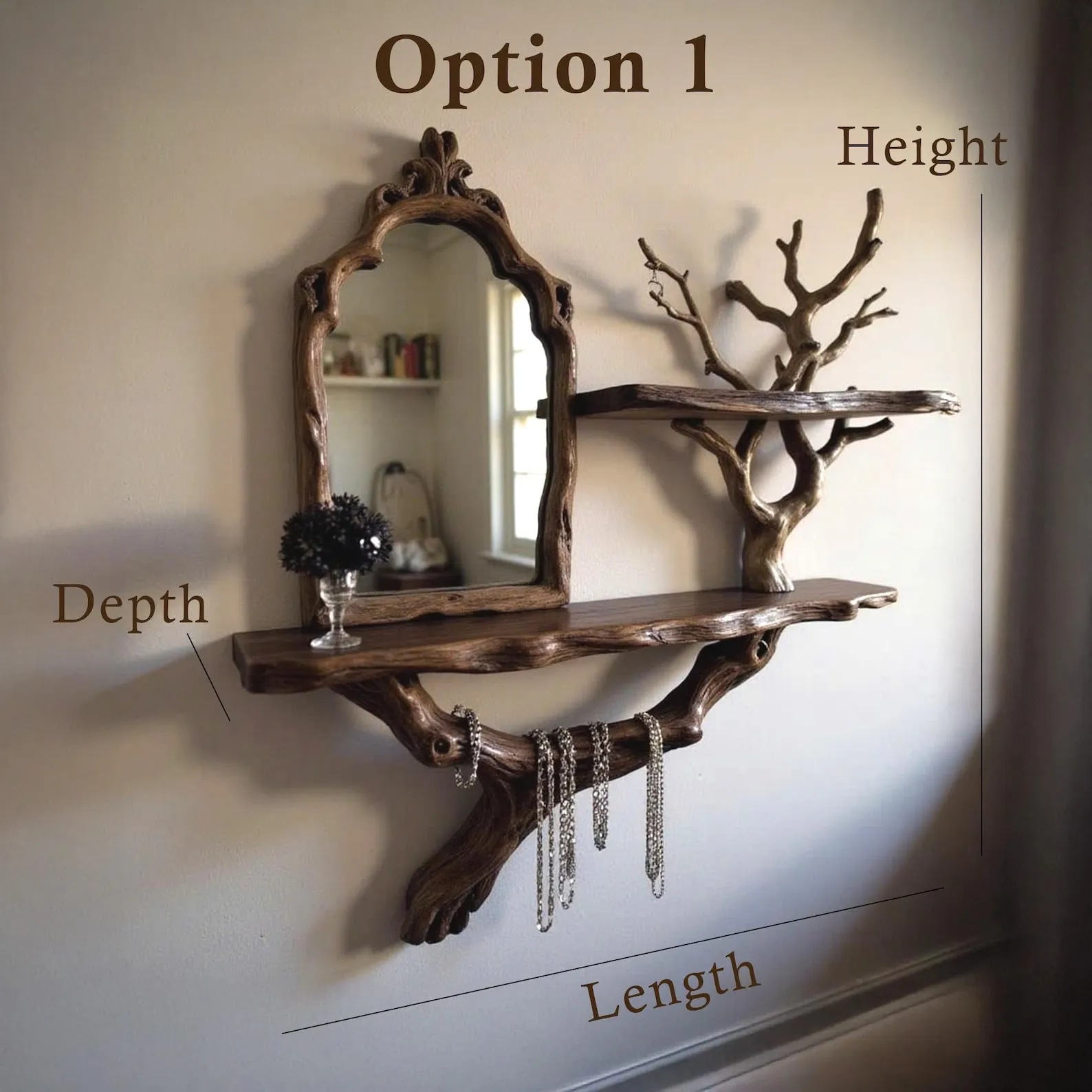 Driftwood Branch Jewelry Tree Wall Shelf And Bookshelf Organizer - Image 8